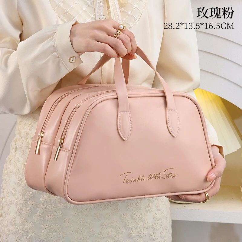 Double Layer Travel Cosmetic Bag Large Capacity Waterproof Makeup Organizer For Women 6