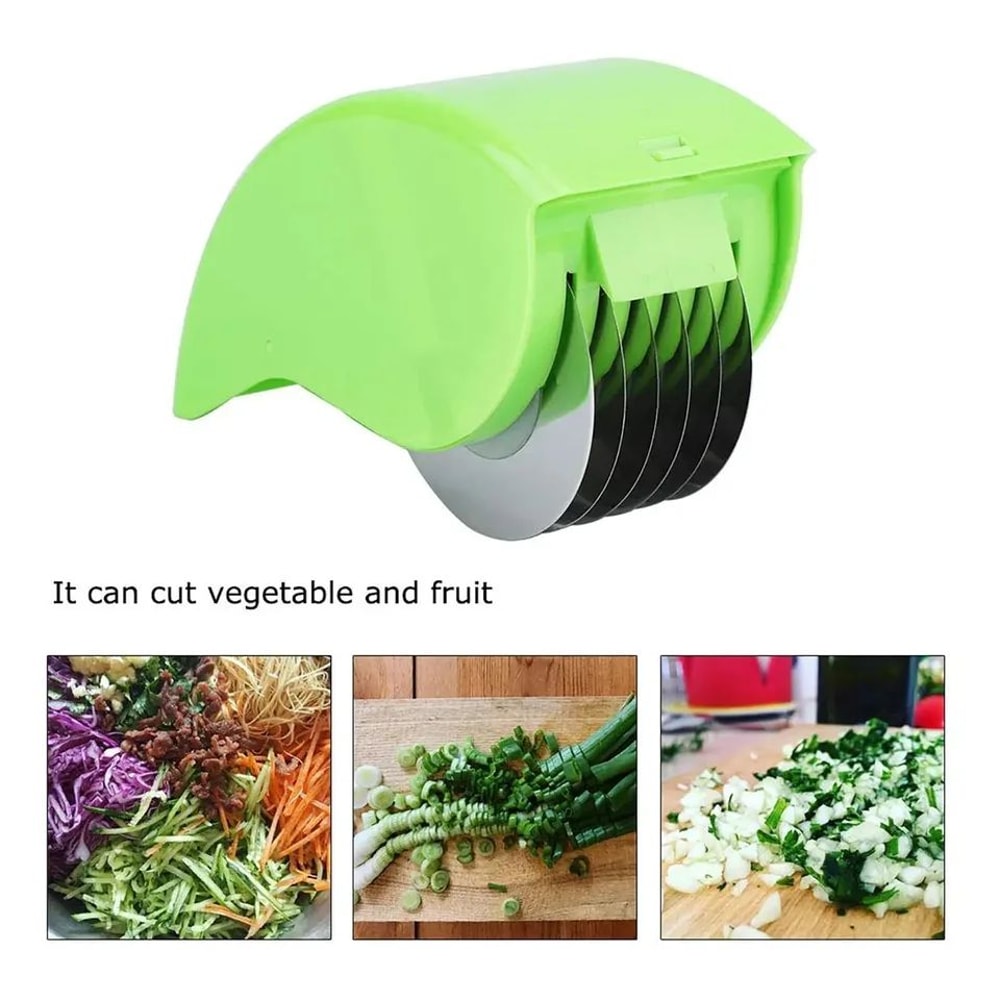 6Blade Manual Herb Chopper Vegetable Roller Cutter For Fast MessFree Prep 1