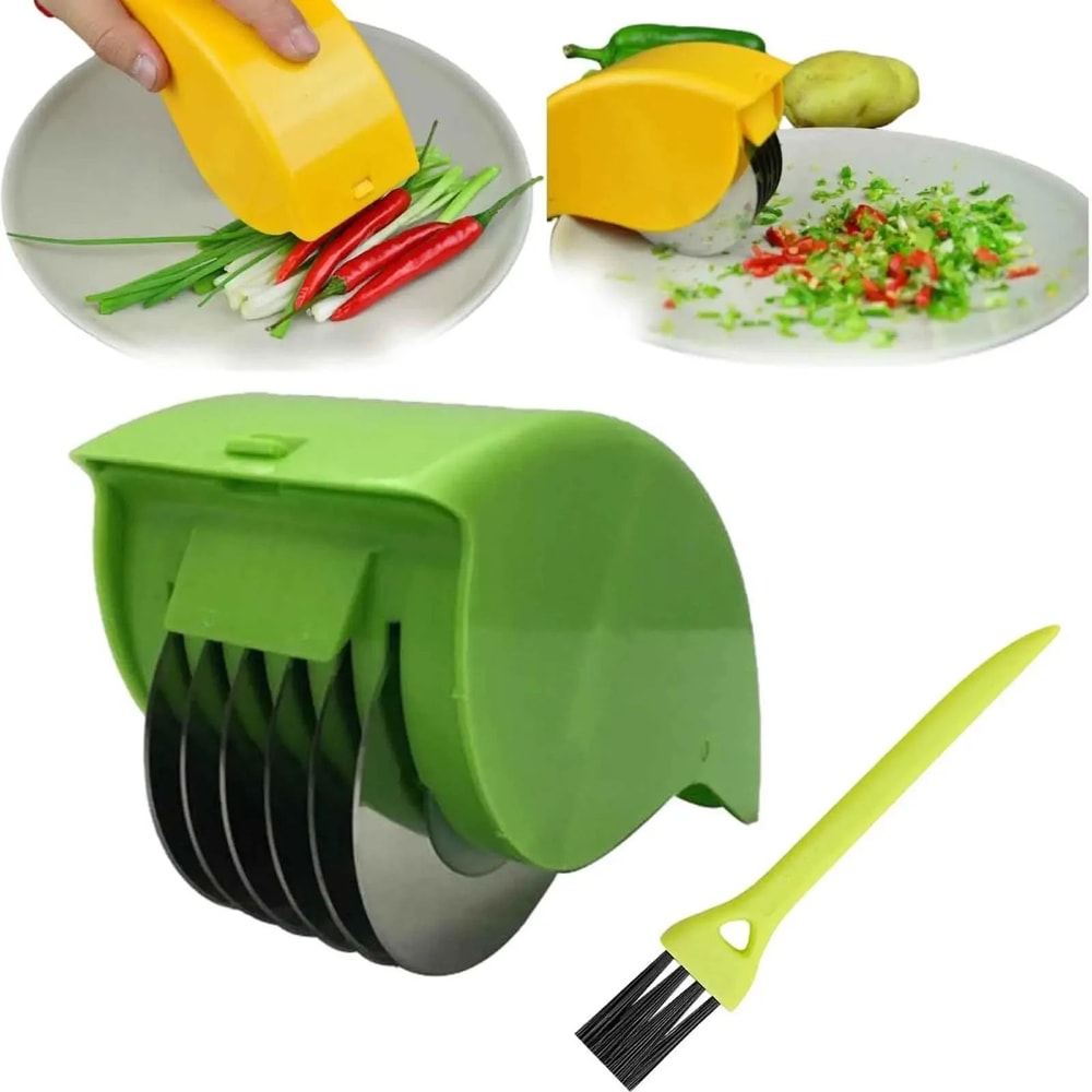 6Blade Manual Herb Chopper Vegetable Roller Cutter For Fast MessFree Prep 7