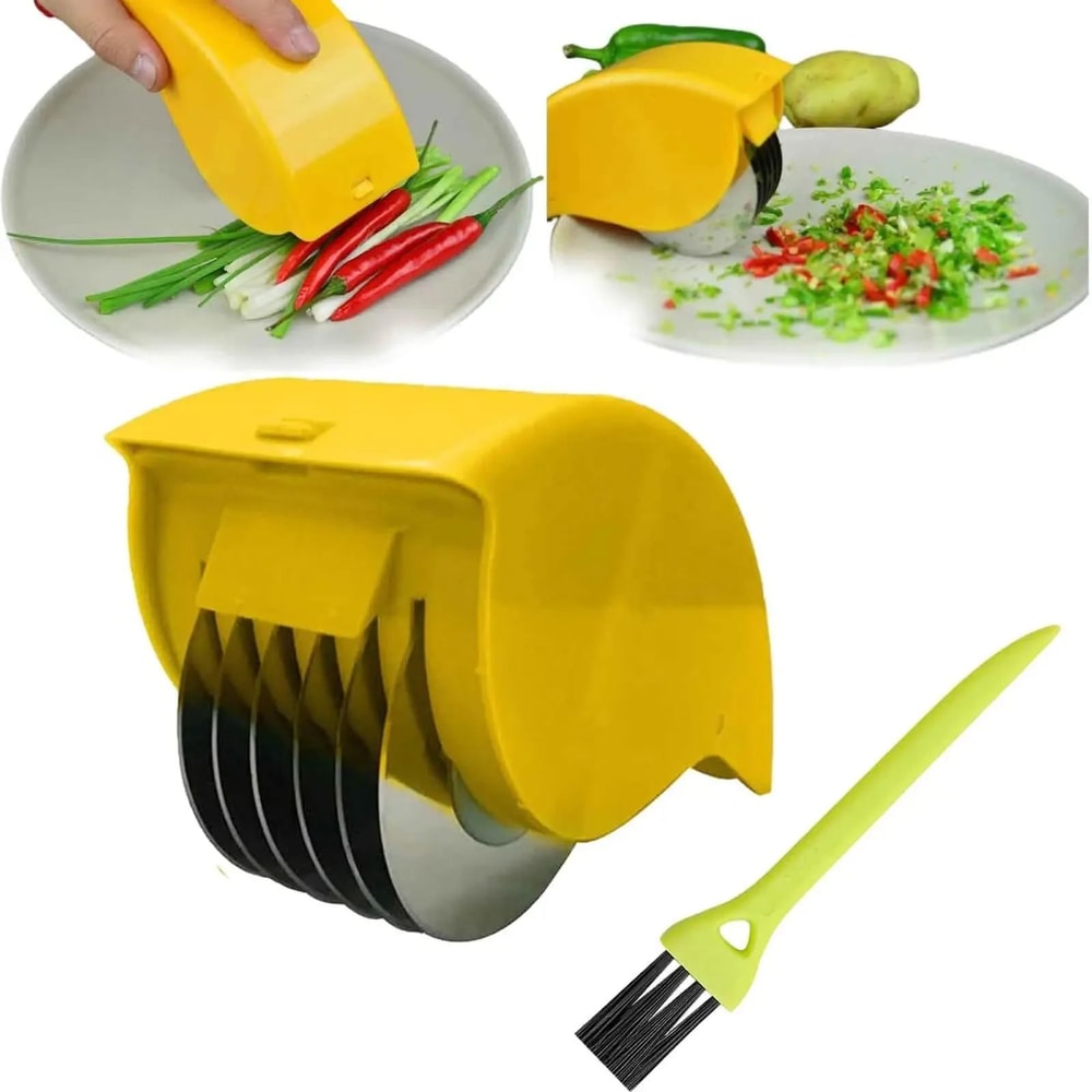 6Blade Manual Herb Chopper Vegetable Roller Cutter For Fast MessFree Prep 6
