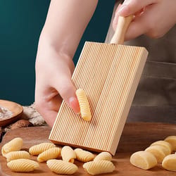 artisan wooden garganelli board pasta shaping tool with handle