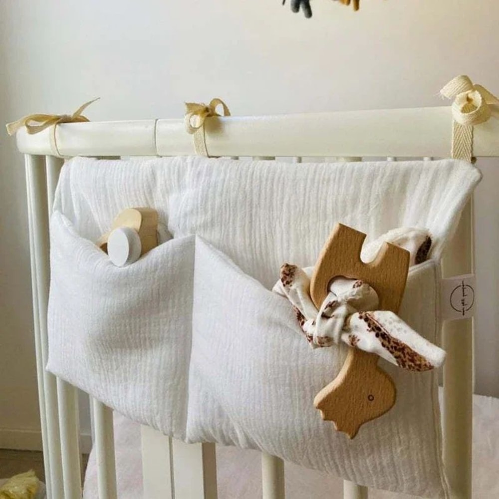 Hanging Crib Organizer With Diaper Caddy Bedside Storage 0