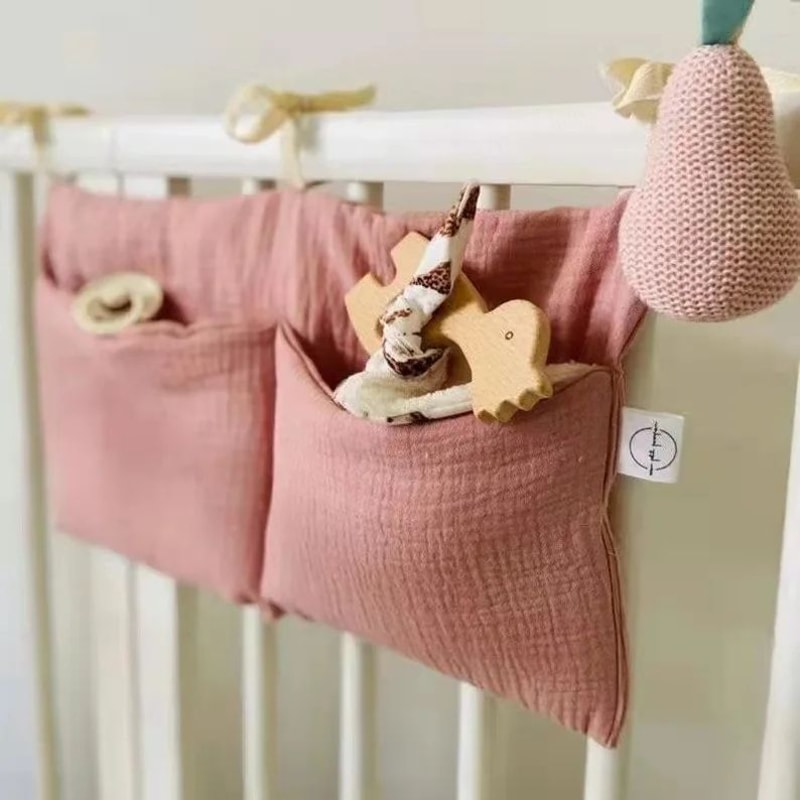Hanging Crib Organizer With Diaper Caddy Bedside Storage 7