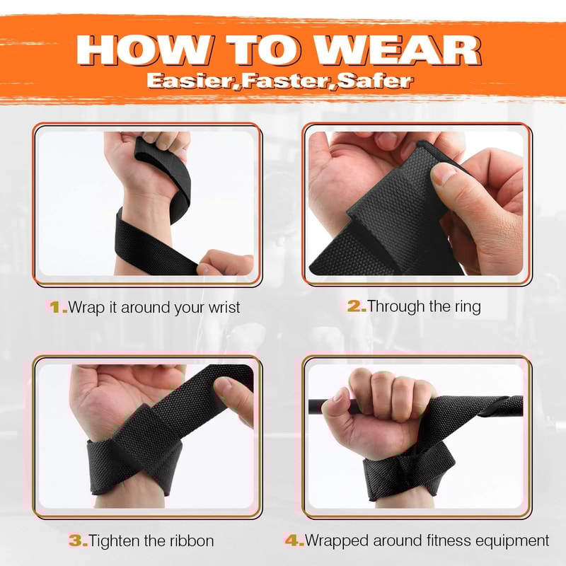 Adjustable Weightlifting Wrist Straps For Deadlifts And Grip Support 4