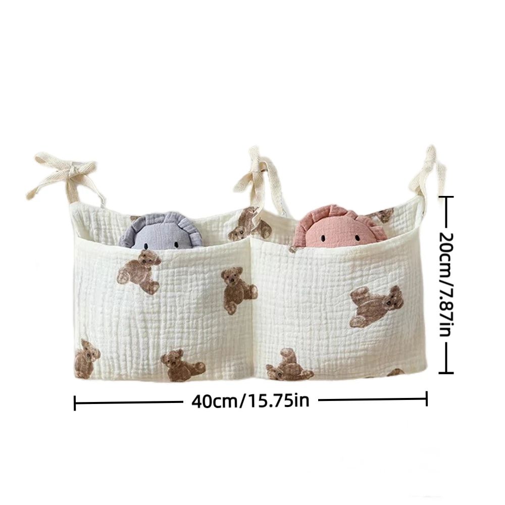 SoftTouch Crib Organizer Hanging Baby Crib Storage Bag With Dual Pockets For Diapers Essentials 3