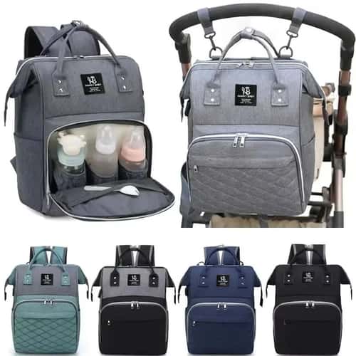 All-in-One Large Capacity Diaper Backpack & Baby Stroller Bag with Changing Mat