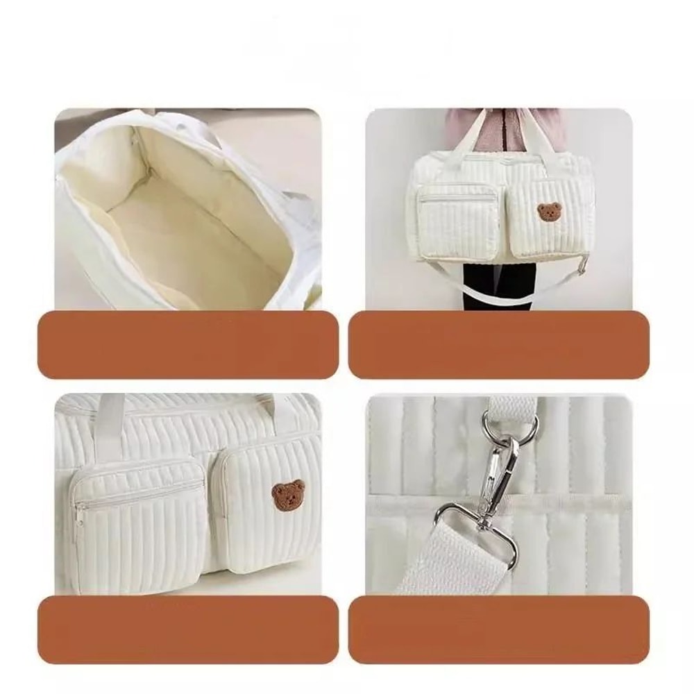 Quilted Diaper Bag Tote For Moms Large Capacity Mommy Bag Shoulder Tote 3