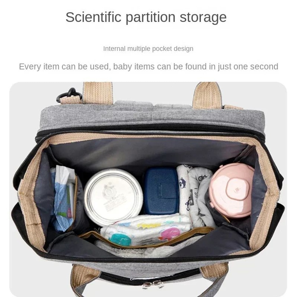 AllinOne Diaper Bag Backpack With Changing Mat Large Capacity Storage 2