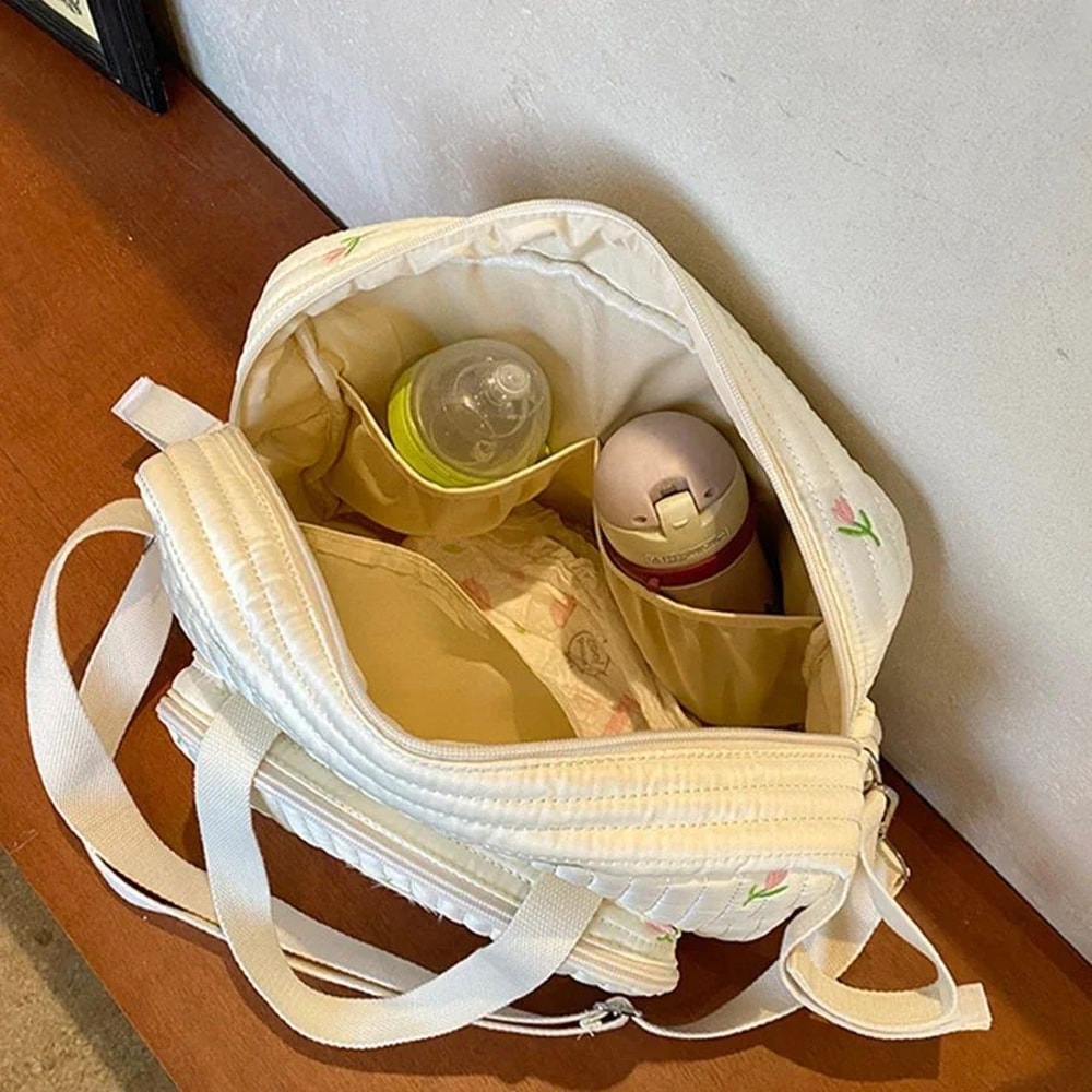 Elegant Embroidered Diaper Bag Tote Spacious Mommy Shoulder Maternity Hospital Bag 2