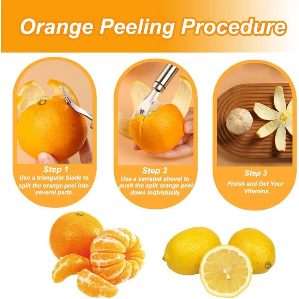 Stainless Steel Orange Peeler Tool With Ergonomic Citrus Cutter Design 1