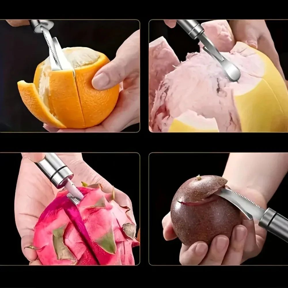 Stainless Steel Orange Peeler Tool With Ergonomic Citrus Cutter Design 2