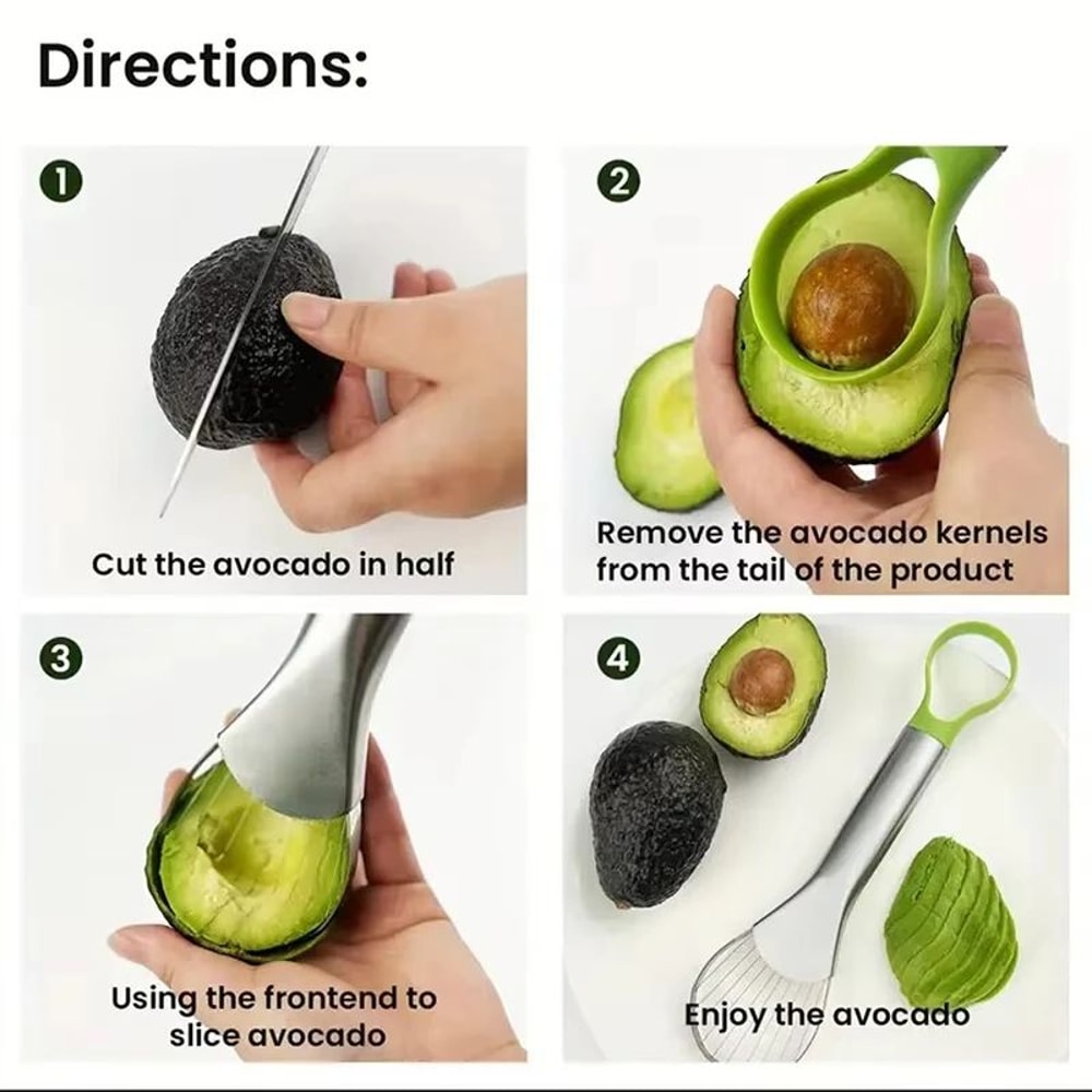 2in1 Avocado Slicer Pitter Stainless Steel Fruit Prep Tool 5