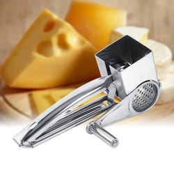 rotary cheese grater with stainless steel drum – multifunctional manual vegetable slicer