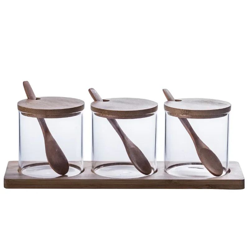 Airtight Glass Storage Jar With Wood Lid For Tea Coffee Spices And Pantry Organization 1