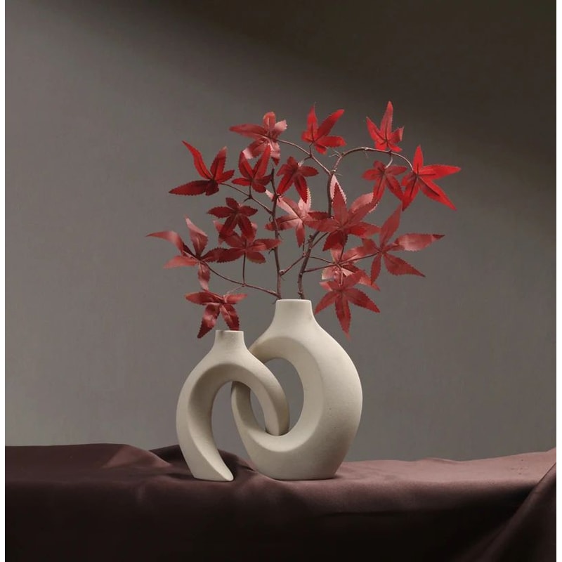 Nordic Ceramic Interlock Vase Set For Pampas Grass And Modern Home Decor 1