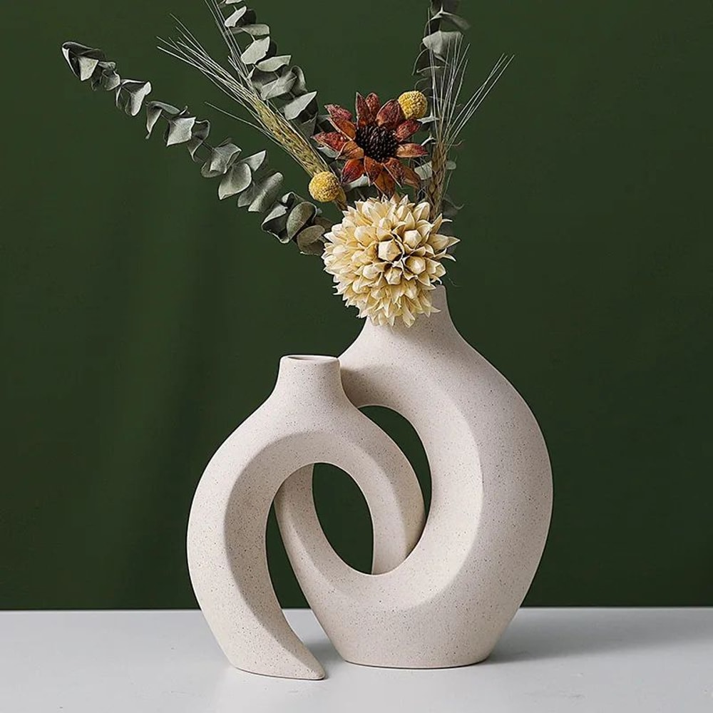 Nordic Ceramic Interlock Vase Set For Pampas Grass And Modern Home Decor 3