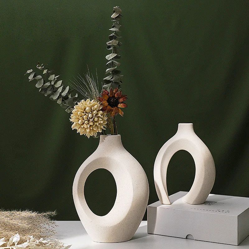 Nordic Ceramic Interlock Vase Set For Pampas Grass And Modern Home Decor 4
