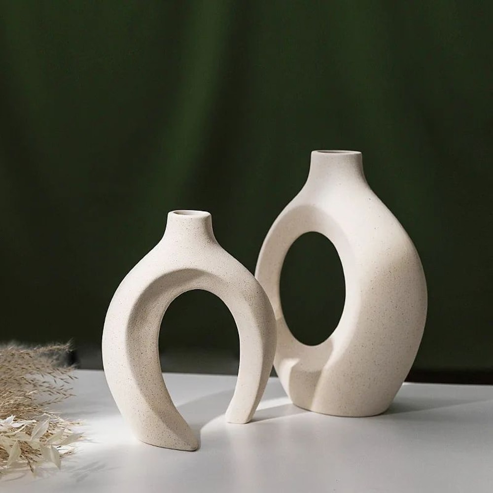 Nordic Ceramic Interlock Vase Set For Pampas Grass And Modern Home Decor 5
