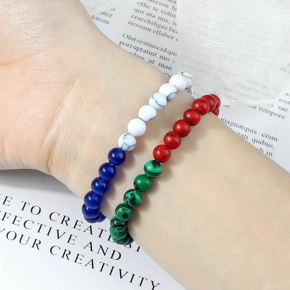 Palestine Flag Natural Stone Bead Bracelet Unisex Prayer Symbolic Jewelry 1