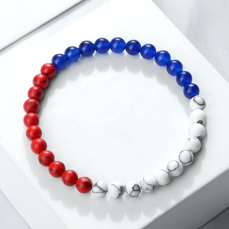 Palestine Flag Natural Stone Bead Bracelet Unisex Prayer Symbolic Jewelry 3