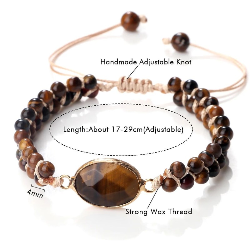Tiger Eye Energy Bracelet Handmade 4mm Tiger Eye Bracelet For Balance Bohemian Style 5