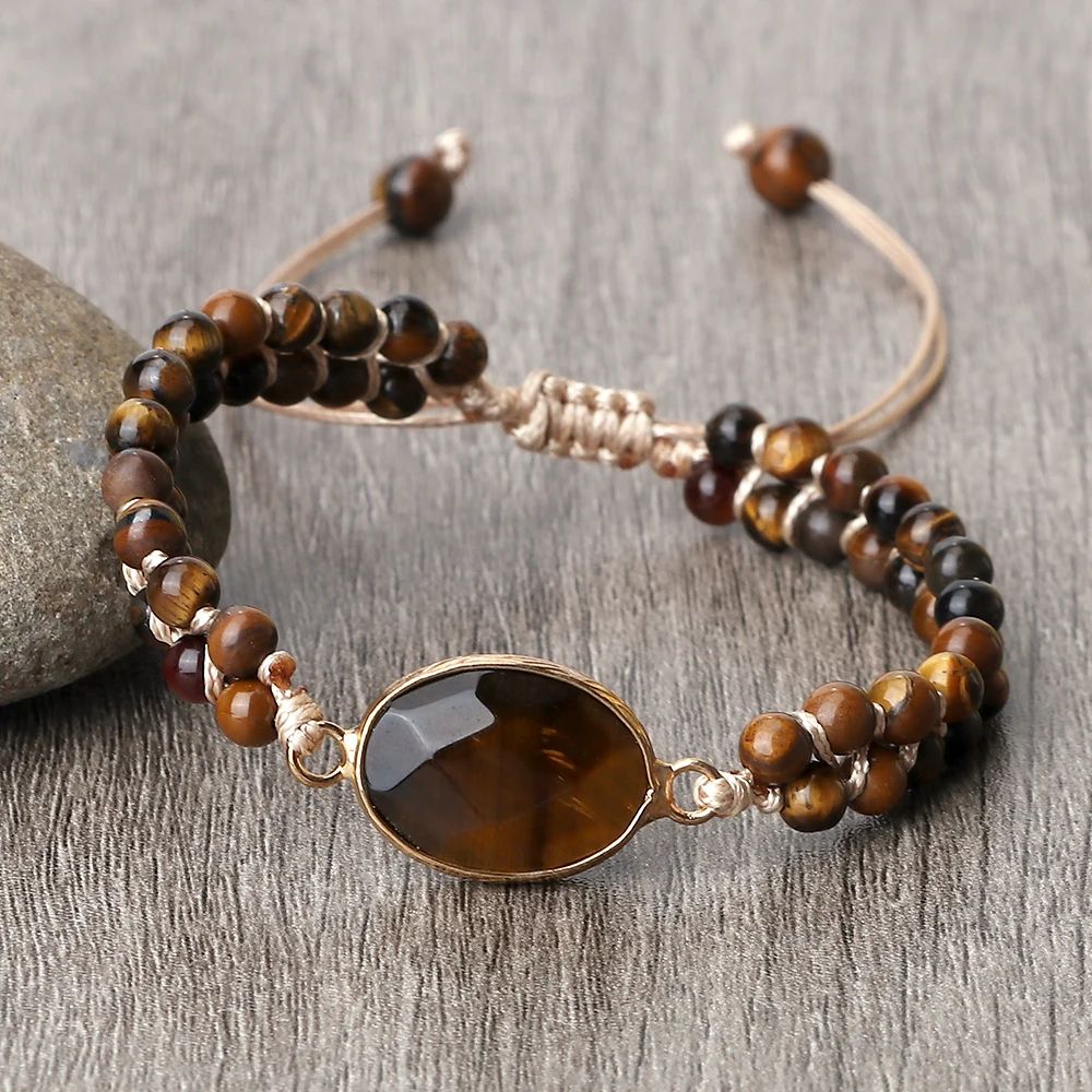 Tiger Eye Energy Bracelet Handmade 4mm Tiger Eye Bracelet For Balance Bohemian Style 6