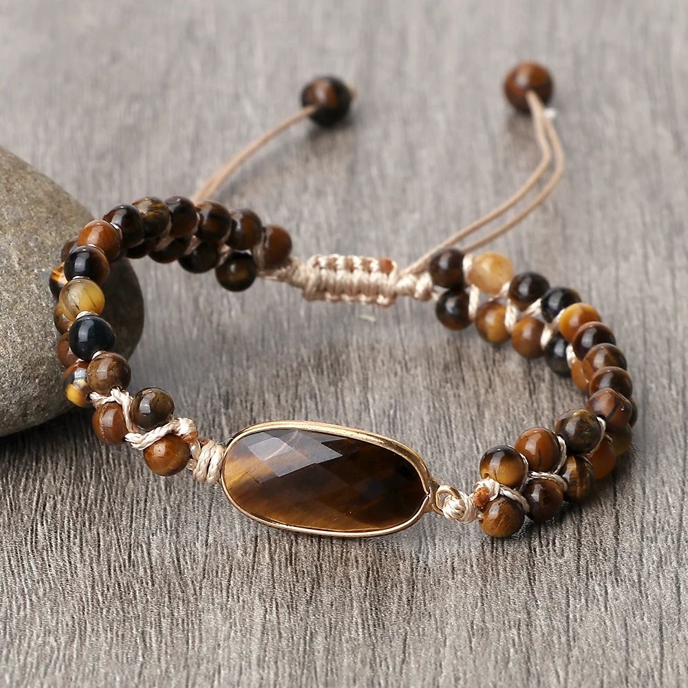 Tiger Eye Energy Bracelet Handmade 4mm Tiger Eye Bracelet For Balance Bohemian Style 8