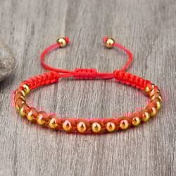 lucky red bracelet adjustable braided string with copper beads for protection & style