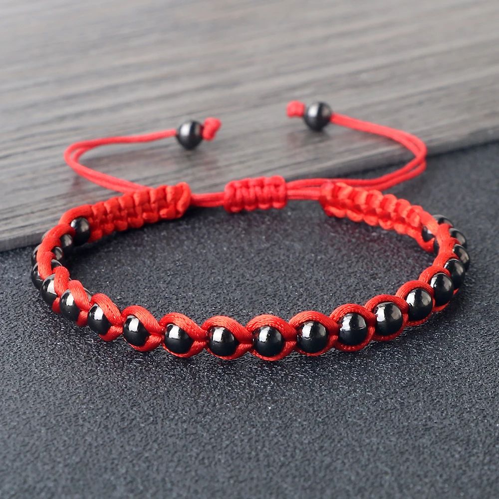 Lucky Red Bracelet Adjustable Braided String With Copper Beads For Protection Style 3