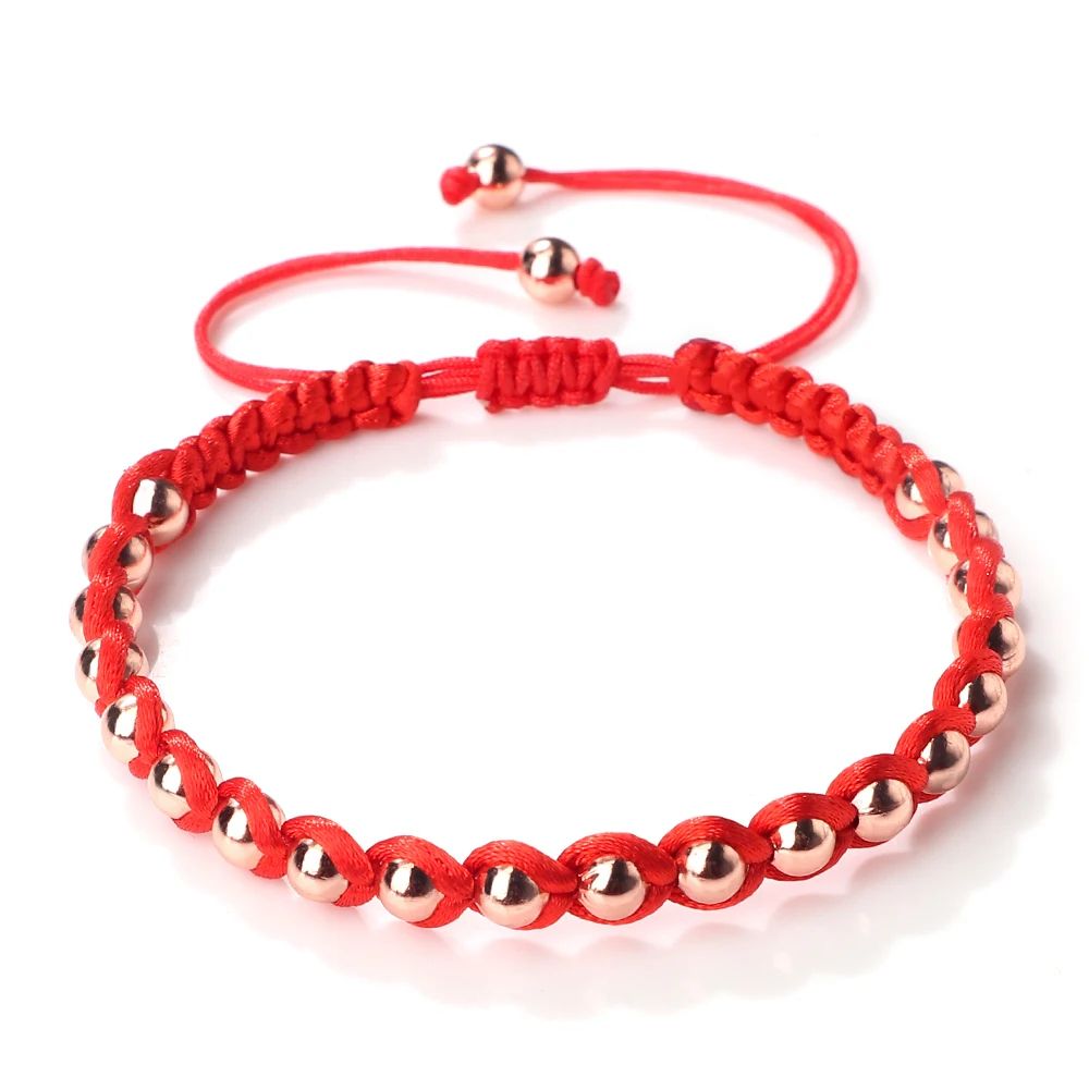 Lucky Red Bracelet Adjustable Braided String With Copper Beads For Protection Style 9
