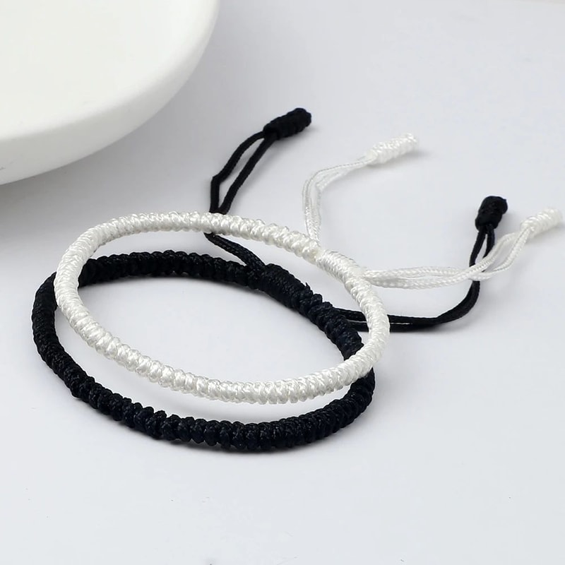 Yin Yang Couple Bracelets Adjustable Handmade Protection Love Wristband Set 1