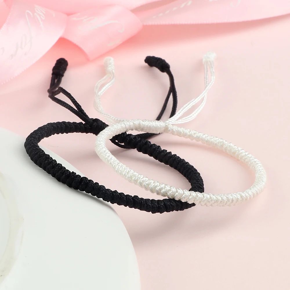 Yin Yang Couple Bracelets Adjustable Handmade Protection Love Wristband Set 2