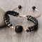 Black Onyx Obsidian Bracelet For Men Women Adjustable Braided Handmade Prayer Bracelet 0