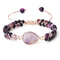 Purple Agate Bracelet Natural Gemstone Beaded Healing Crystal Jewelry 8