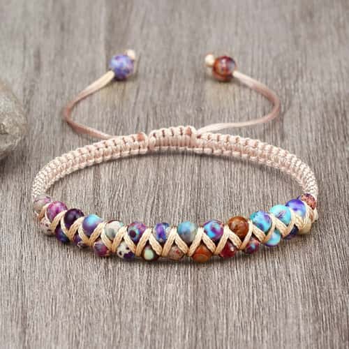 4mm Natural Stone Bracelet for Men and Women, Adjustable Braided Meditation Beaded Bracelet