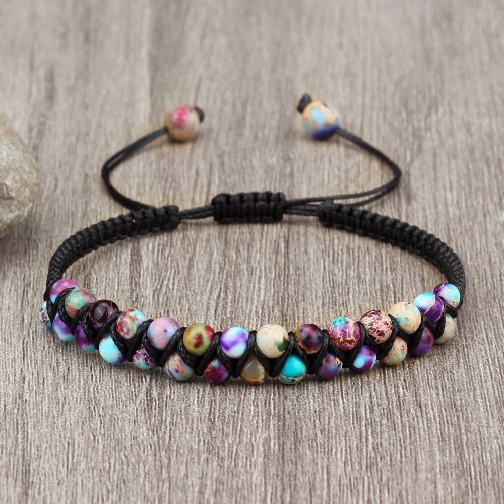 4mm Natural Stone Bracelet For Men And Women Adjustable Braided Meditation Beaded Bracelet 1