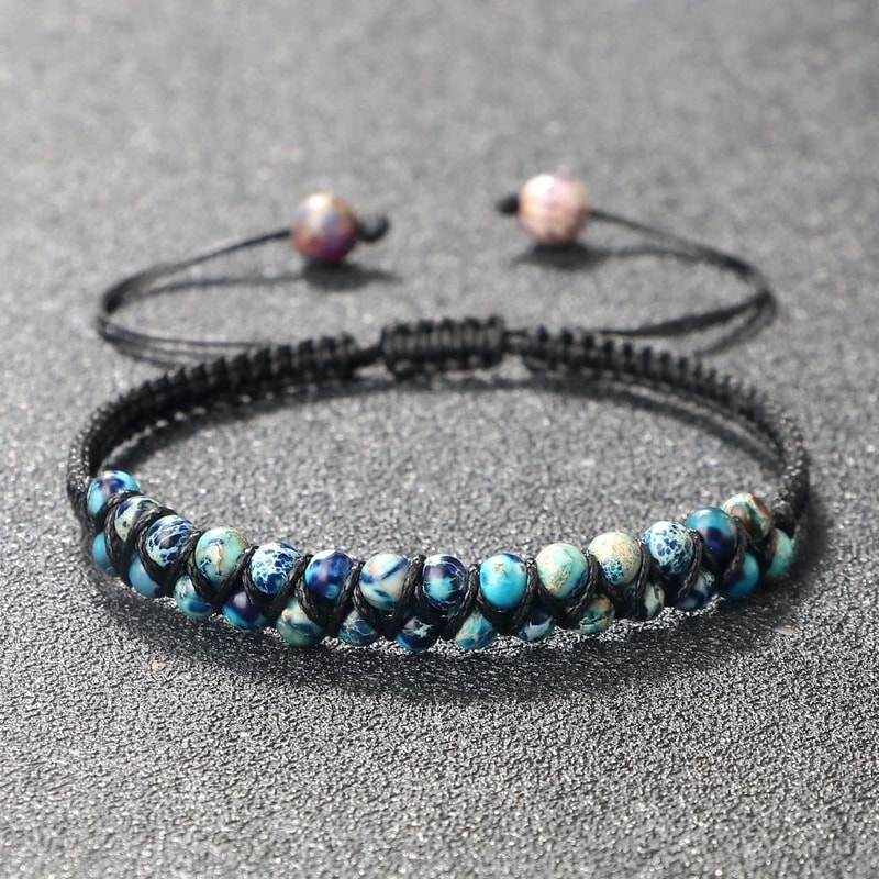 4mm Natural Stone Bracelet For Men And Women Adjustable Braided Meditation Beaded Bracelet 3