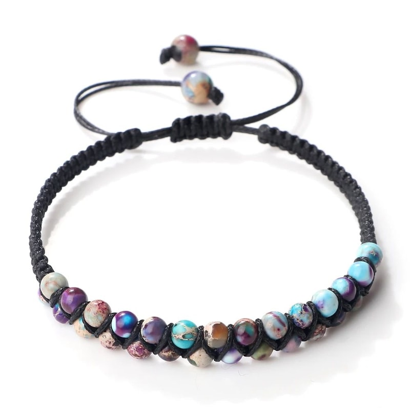 4mm Natural Stone Bracelet For Men And Women Adjustable Braided Meditation Beaded Bracelet 7