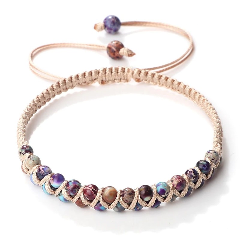 4mm Natural Stone Bracelet For Men And Women Adjustable Braided Meditation Beaded Bracelet 10