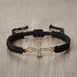faithguard crystal cross adjustable braided bracelet