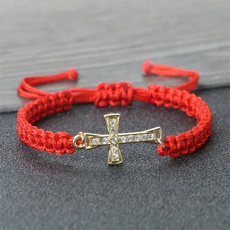 FaithGuard Crystal Cross Adjustable Braided Bracelet 2