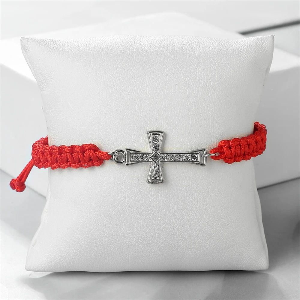 FaithGuard Crystal Cross Adjustable Braided Bracelet 4