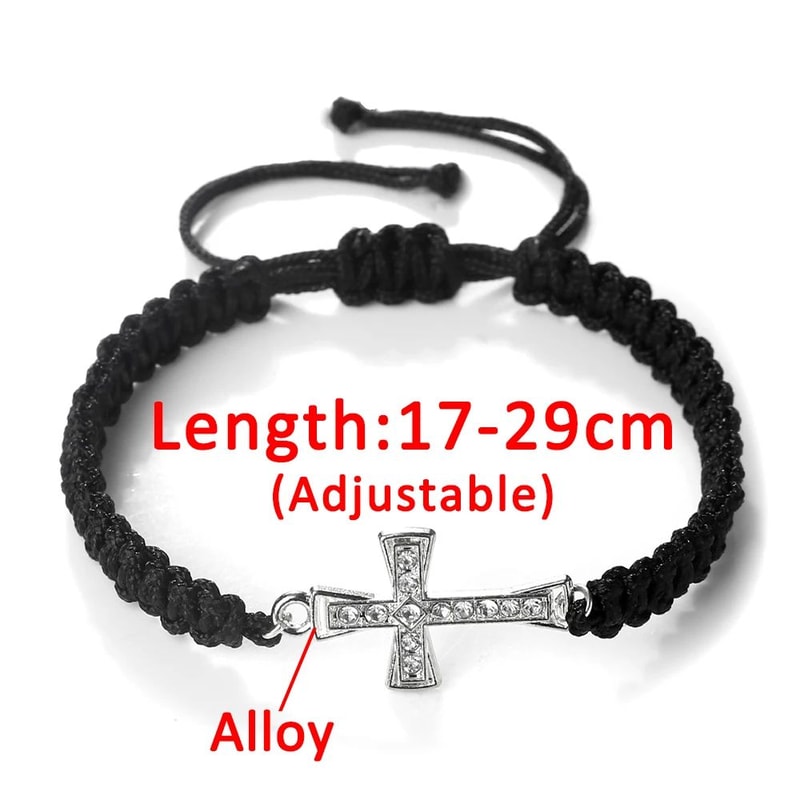 FaithGuard Crystal Cross Adjustable Braided Bracelet 5