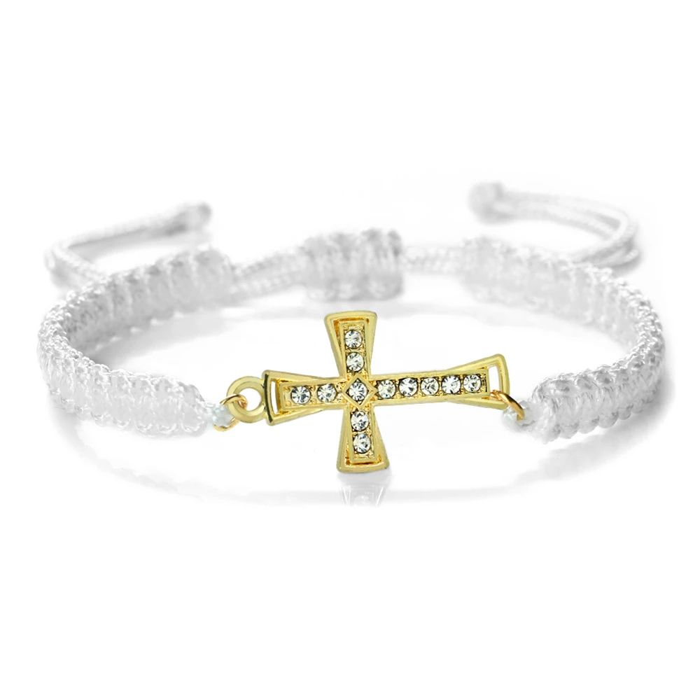 FaithGuard Crystal Cross Adjustable Braided Bracelet 8