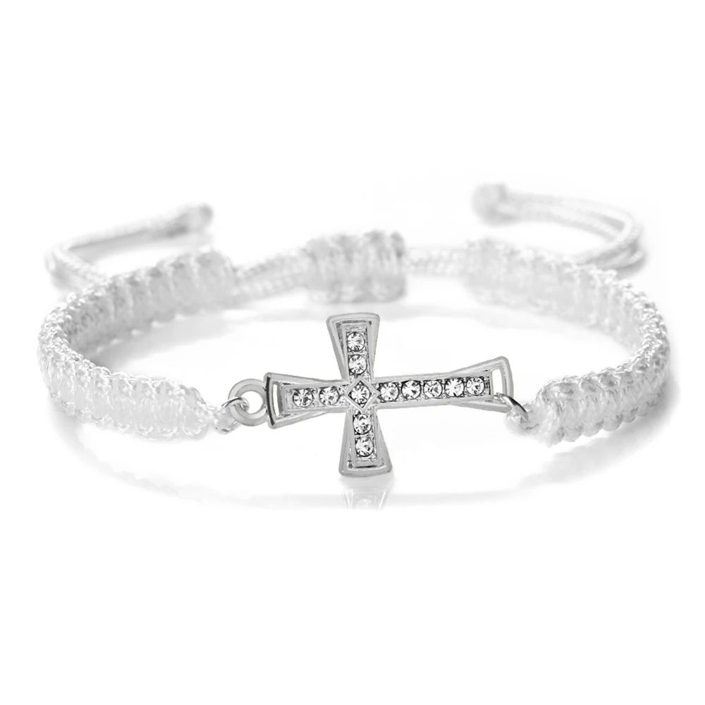 FaithGuard Crystal Cross Adjustable Braided Bracelet 9