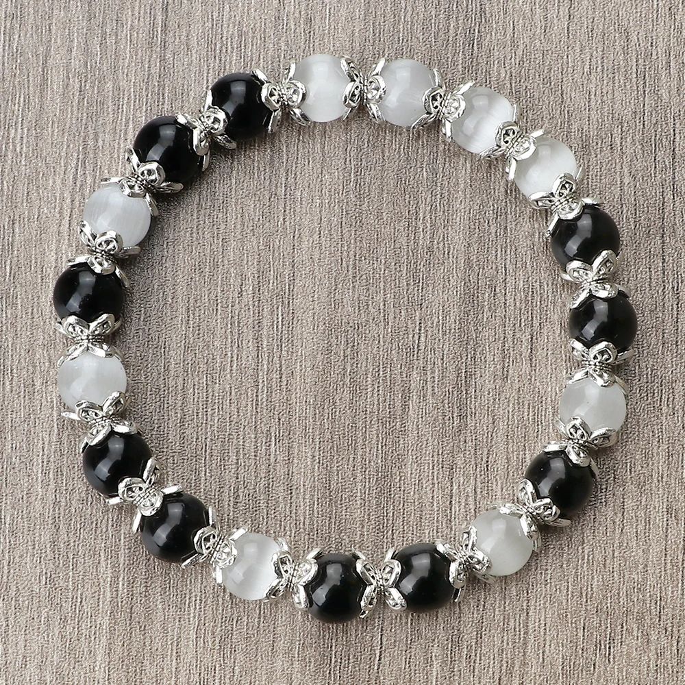 Harmony Balance Natural Stone Bracelet Rose Quartz Onyx Lava Bead Stretch Bracelet 0