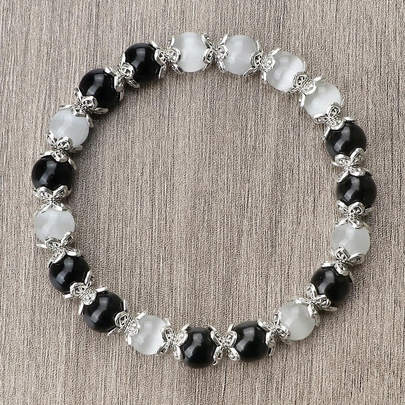 Harmony Balance Natural Stone Bracelet Rose Quartz Onyx Lava Bead Stretch Bracelet 0