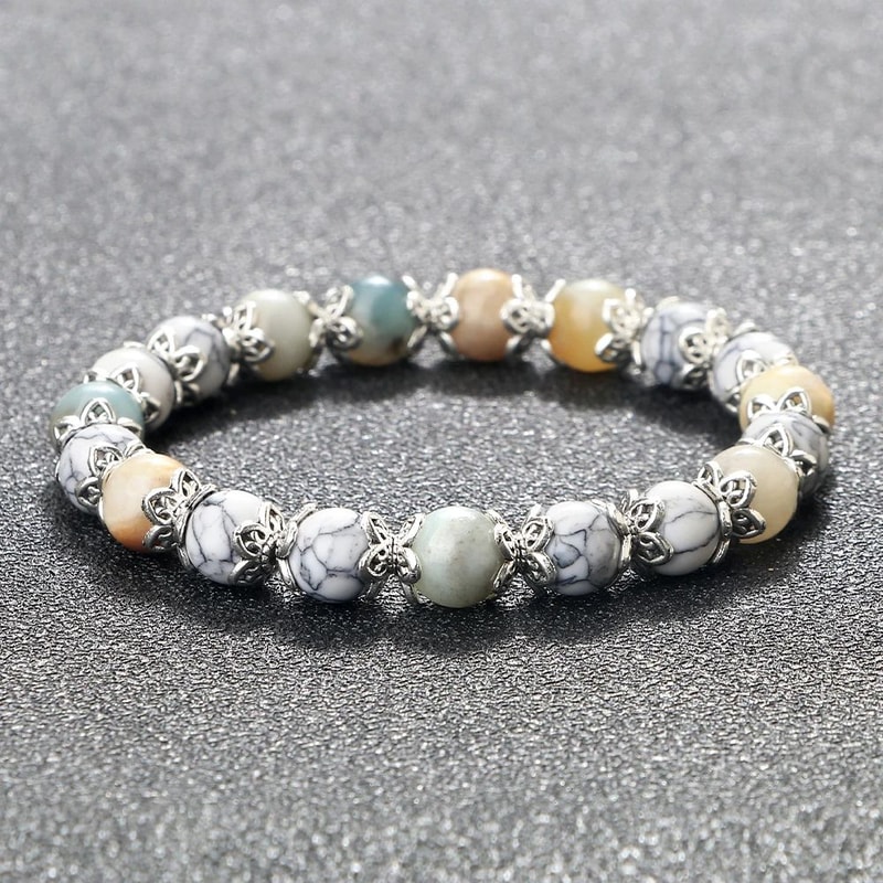 Harmony Balance Natural Stone Bracelet Rose Quartz Onyx Lava Bead Stretch Bracelet 4