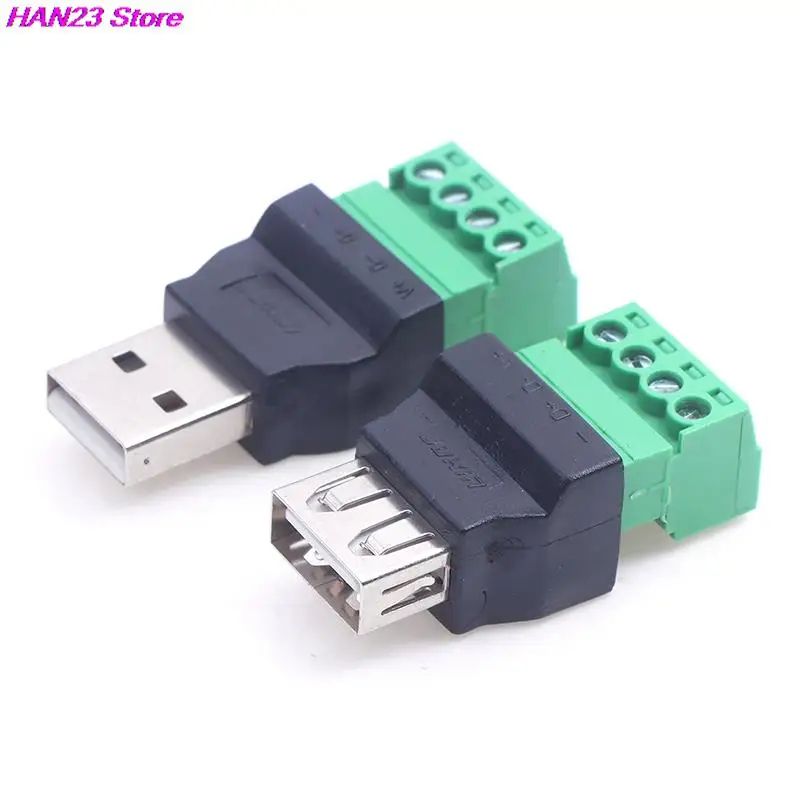 USB Screw Terminal Connector Solderless USB 20 Male Female Repair Adapter 0
