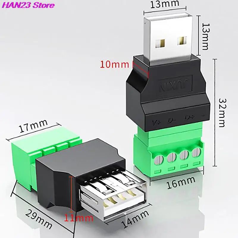 USB Screw Terminal Connector Solderless USB 20 Male Female Repair Adapter 3